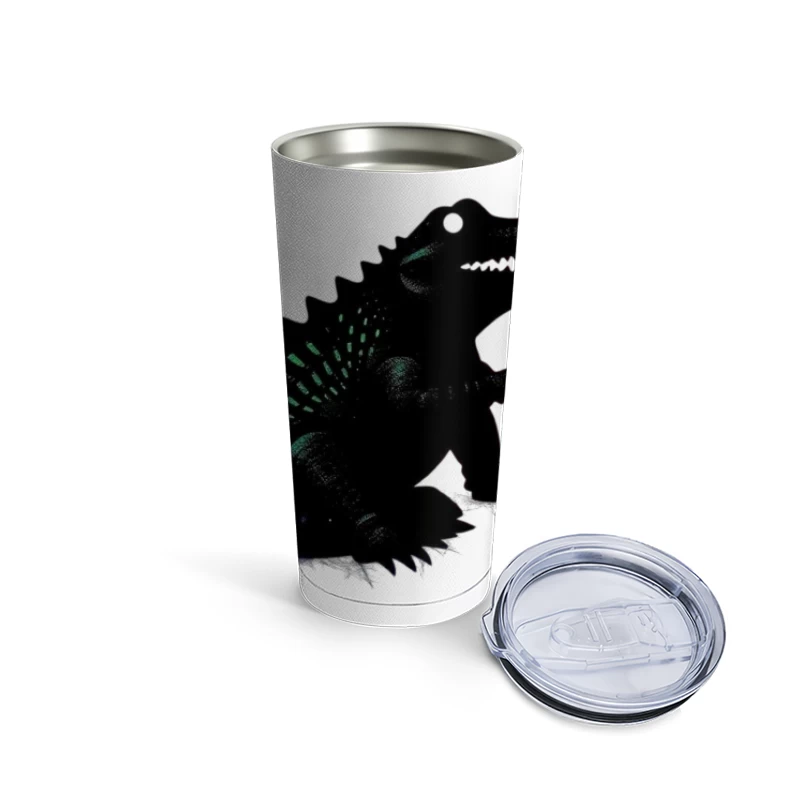 Cute Black Alligator Silhouette with Iridescent Details Travel Mug