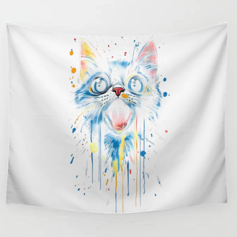 Colorful Cat Artwork Tapestry