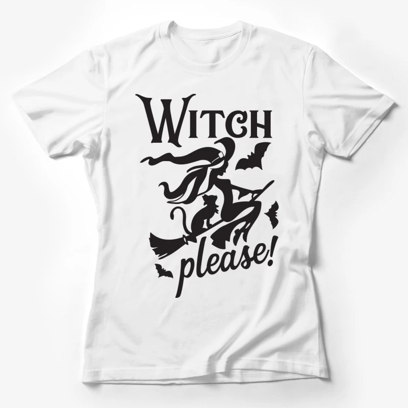 Dessin de sorcière avec chauve-souris et chat Femme T-Shirt
