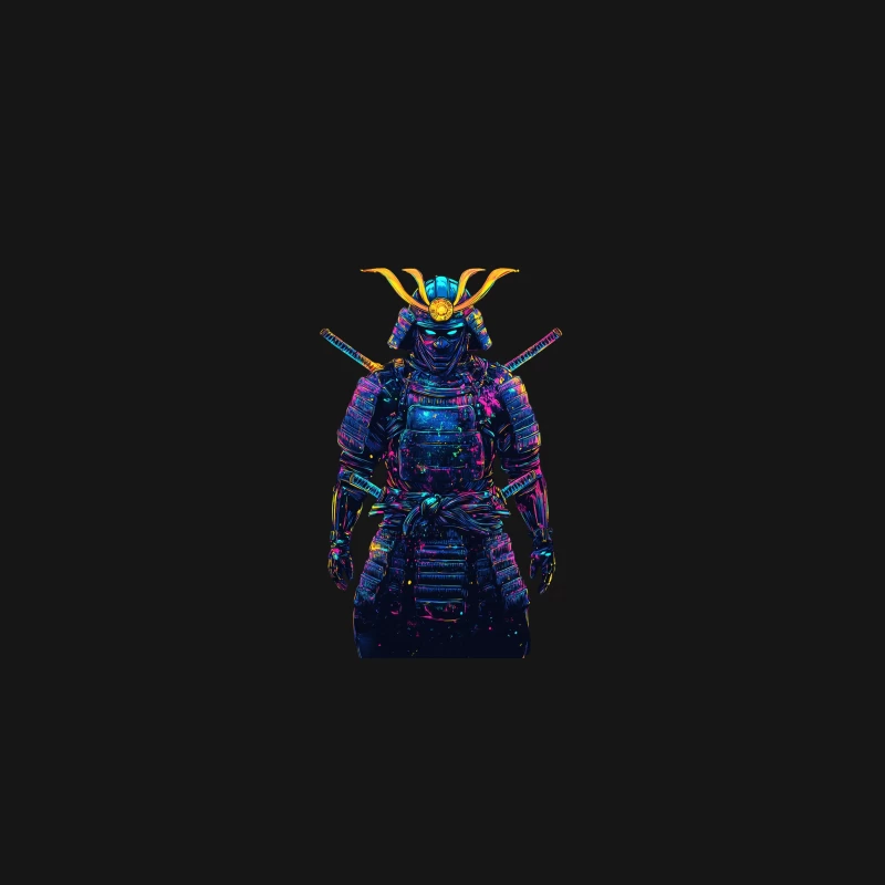 Cosmic Samurai: Galaxy Warrior in Vibrant Armor Desk Mat