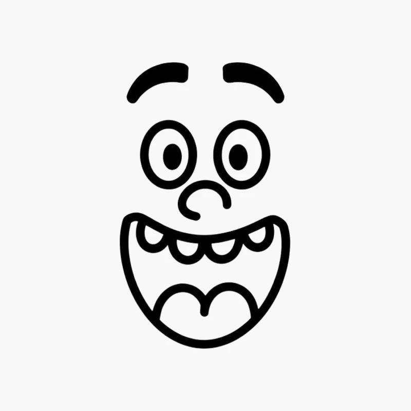 Simple Black and White Cartoon Doodle Face with Happy Expression Cotton Tote Bag