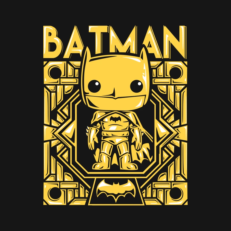 Funko Pop Batman Character Design in Yellow Male Long Sleeve T-Shirt