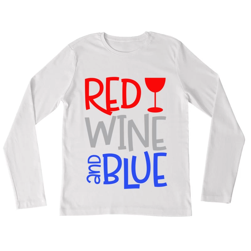 Design Coloré avec Verre de Vin Femme Manches Longues T-Shirt