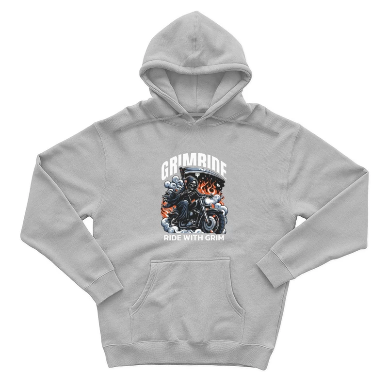 Grim Reaper's Fiery Motorcycle Ride Male Pullover Hoodie