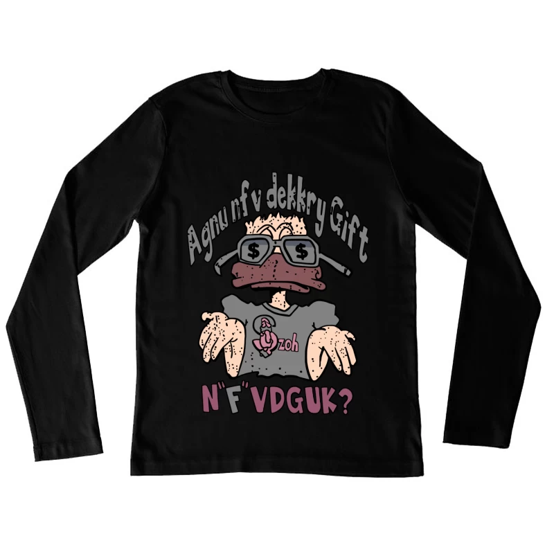 Surreale Karikatur mit Brille Damen Langarm T-Shirt