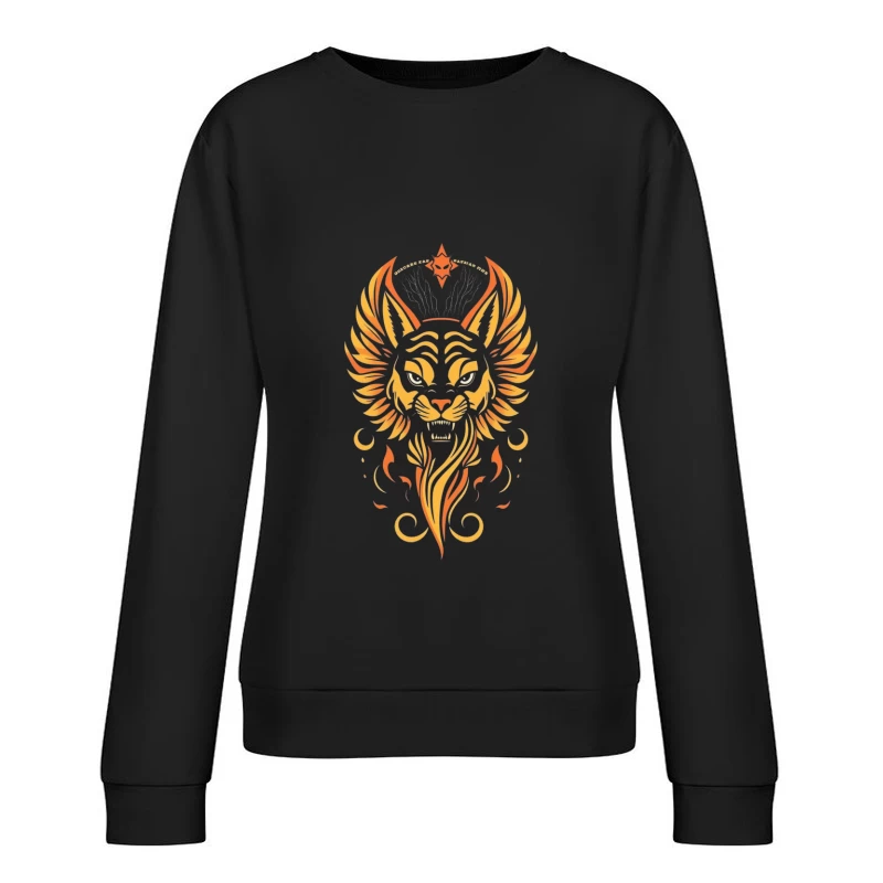 Fierce Winged Lion Illustration Female Pullover Sweatshirt