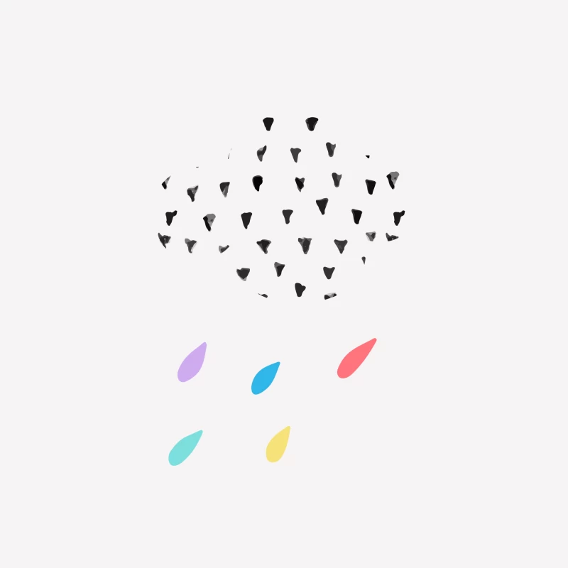Pluie de couleurs sous un nuage pointillé Femme T-Shirt