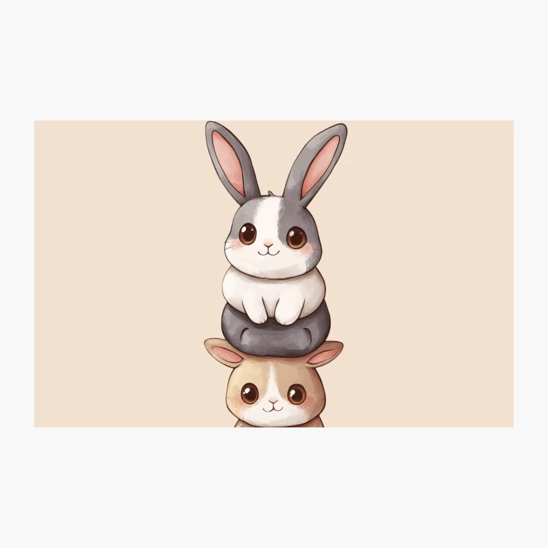 Cute Kawaii Cartoon Bunnies Stacked Illustration Travel Mug