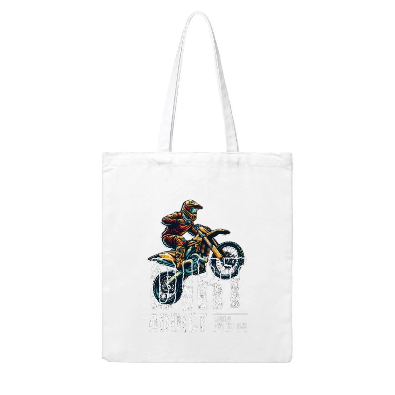 Dynamic Motocross Rider Illustration in Action Cotton Tote Bag