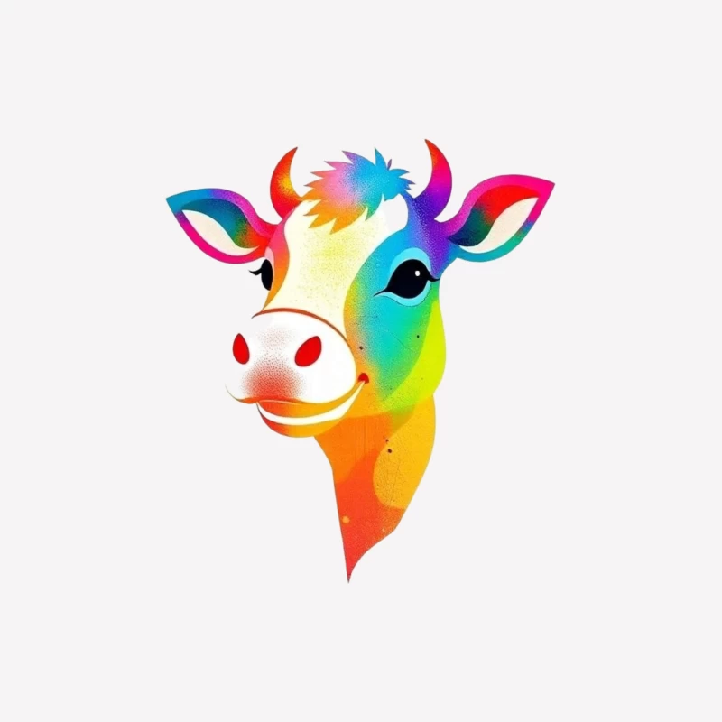 Colorful Cartoon Cow Illustration
