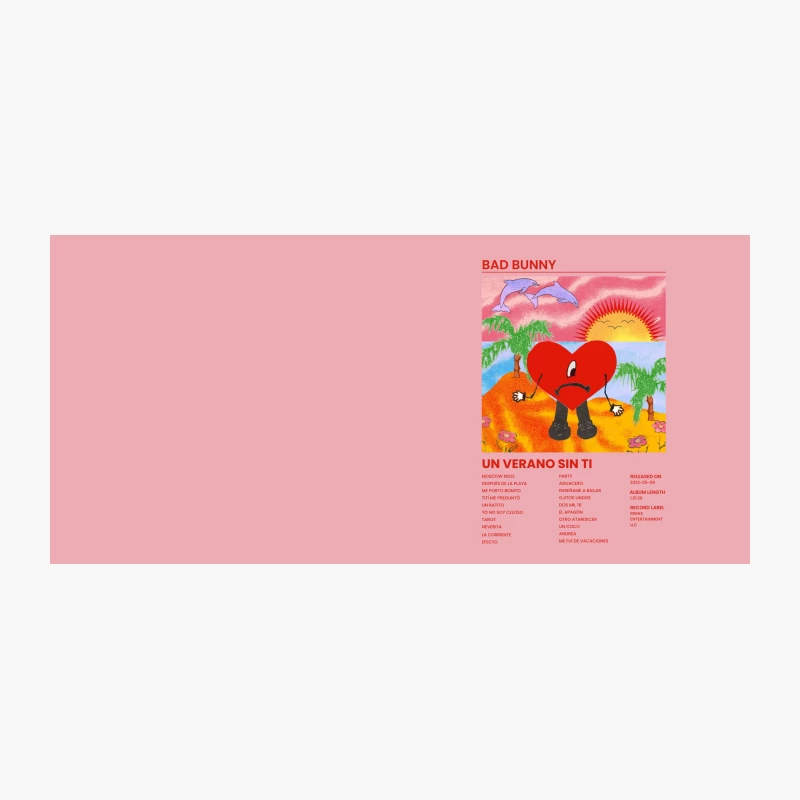 Bad Bunny's Tropical Summer Album Cover with Animated Heart Coffee Mug