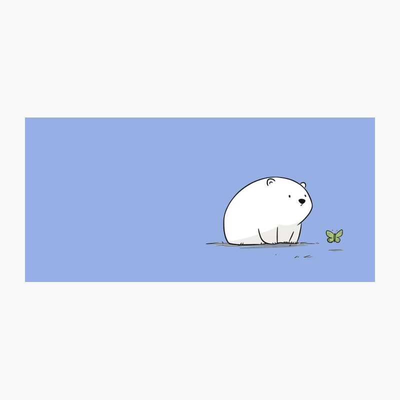 Cute Minimalist Bear Meeting Butterfly Coffee Mug