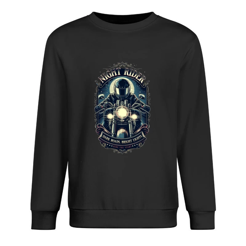 Vintage Night Rider Motorcycle Badge Design Male Pullover Sweatshirt