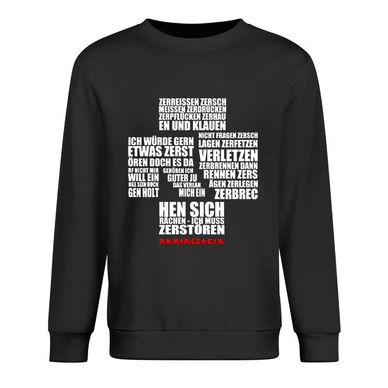 Rammstein Typography Art with German Text on White Background Male Pullover Sweatshirt