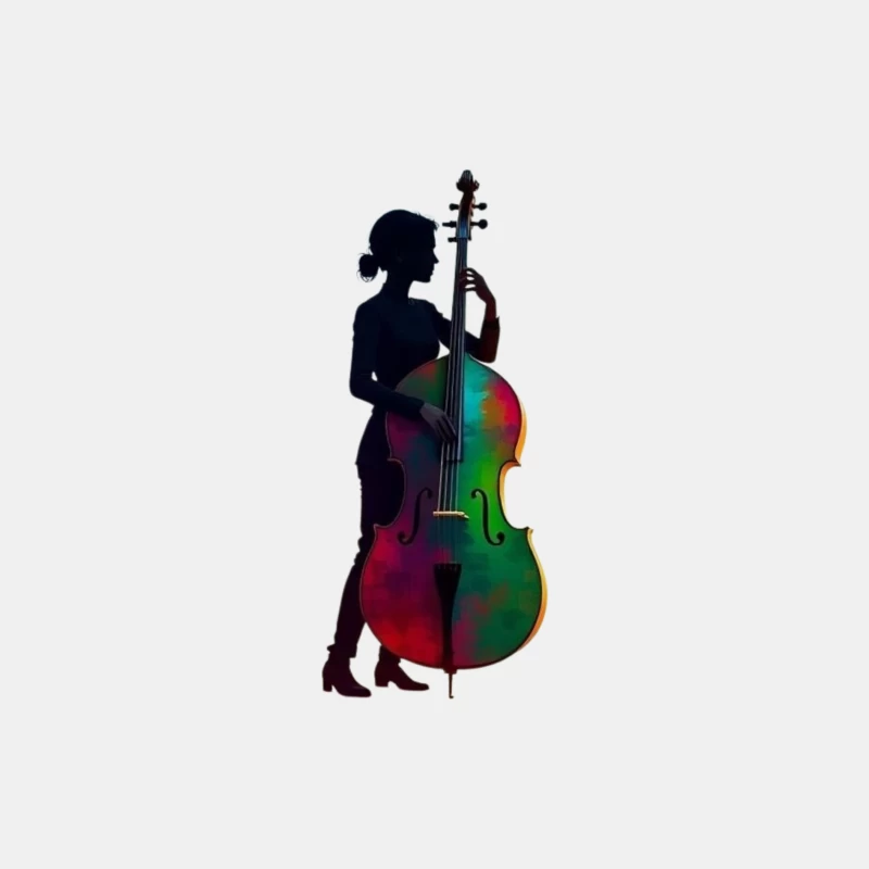 Colorful Silhouette of a Woman with a Cello Male Tank Top
