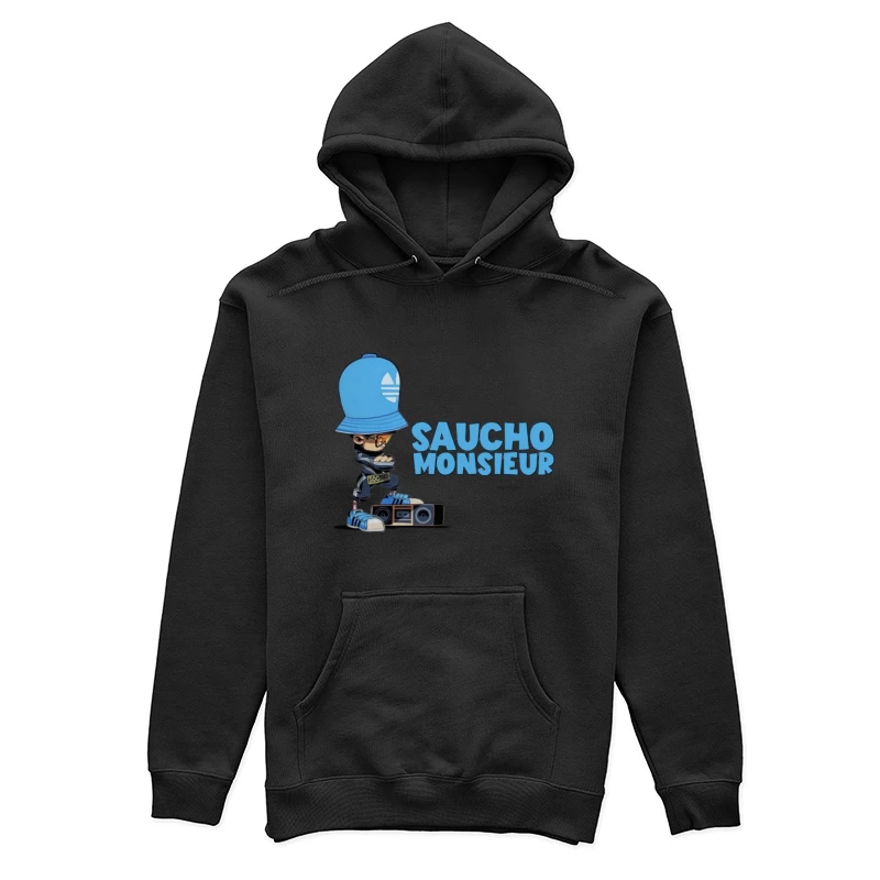 Cooler Cartoon-Junge mit großem Hut Damen Pullover Hoodie