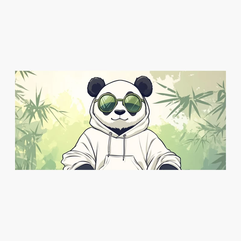 Cool Panda in White Hoodie and Sunglasses Relaxing in Bamboo Forest Coffee Mug