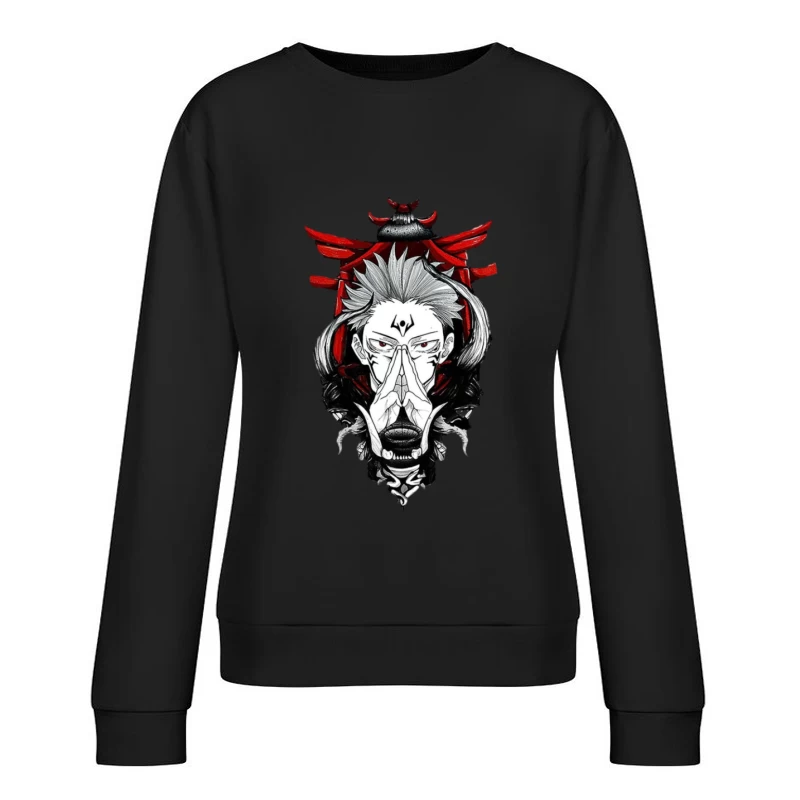 Dämonisches Samurai-Porträt Damen Pullover Sweatshirt