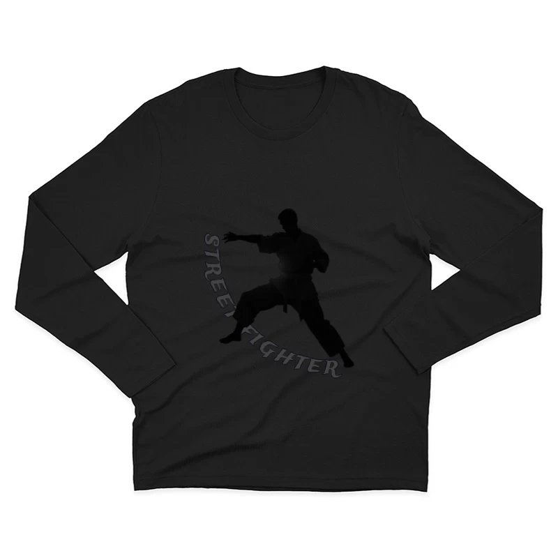 Dynamic Street Fighter Martial Arts Silhouette Male Long Sleeve T-Shirt