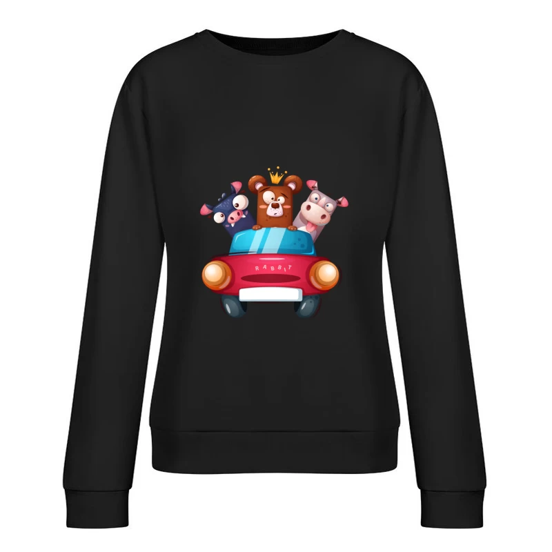 Animaux mignons dans une voiture Femme Sweat-shirt à enfiler