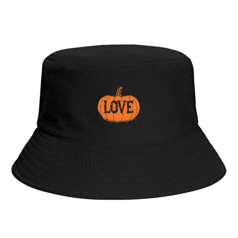Love-Inscribed Orange Pumpkin: A Seasonal Halloween Typography Bucket Hat
