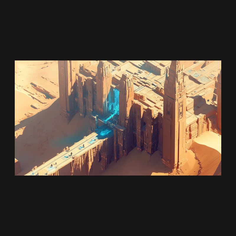 Futuristic Desert Oasis: Sci-Fi City Rises from Sand Dunes Desk Mat