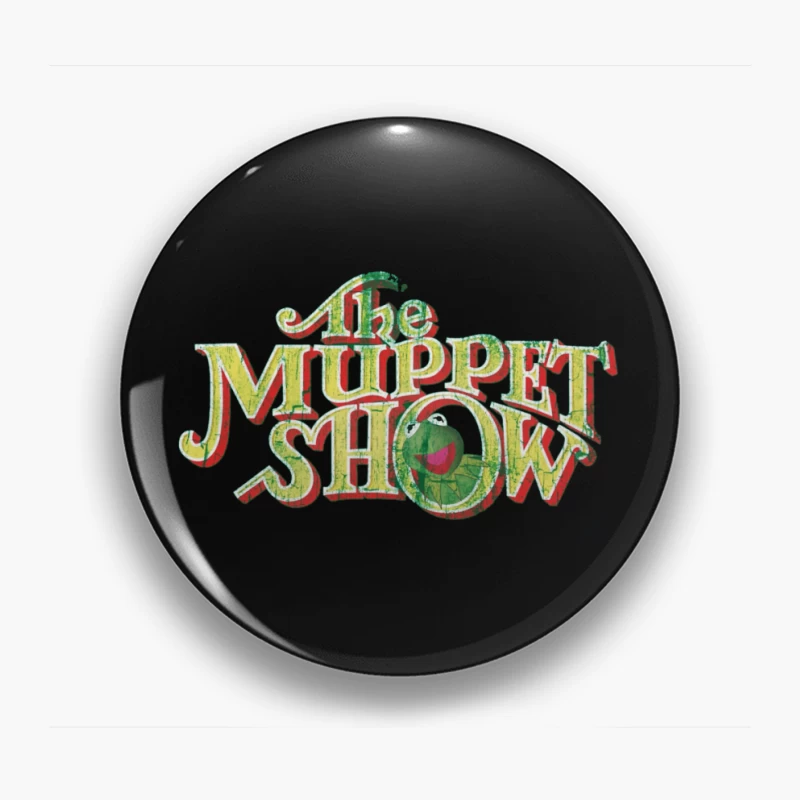 Vintage Logo Design of The Muppet Show with Green Frog Character Pin