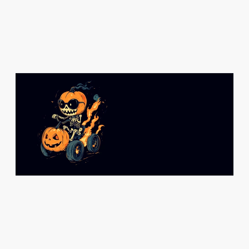 Spooky Halloween Ghost Rider: Skeleton on Flaming Wheelchair with Pumpkin Head Coffee Mug