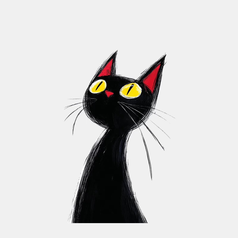 Stylized Black Cat with Yellow Eyes and Red Ears Male Tank Top