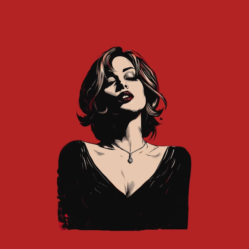 Stylized Dramatic Portrait of Dark-Haired Woman Female T-Shirt