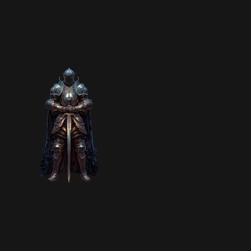 Medieval Knight in Dark Fantasy Armor Desk Mat