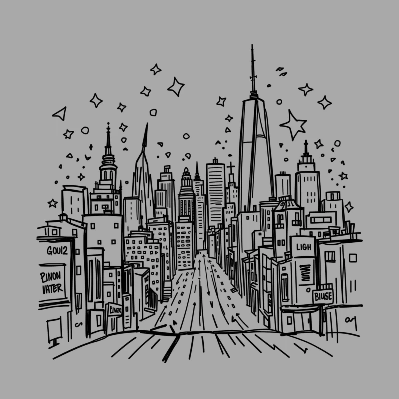 Urban Night Skyline Illustration Male Pullover Hoodie