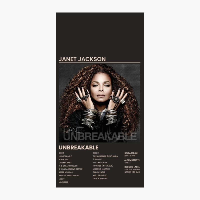 Janet Jackson's Unbreakable Album Poster: R&B Icon with Curly Hair and Silver Jewelry iPhone Case