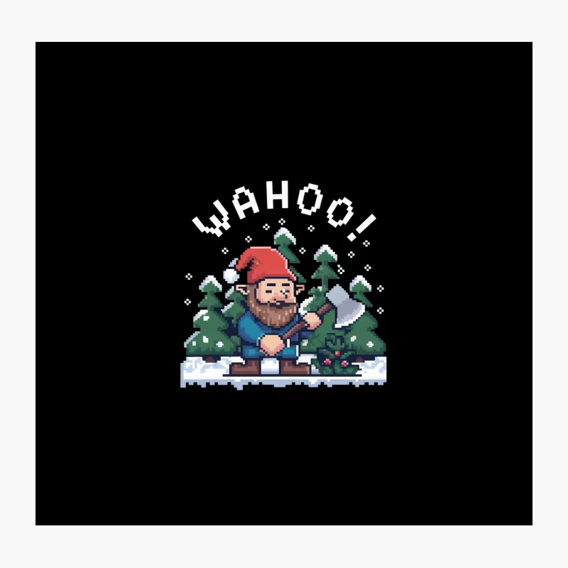 Pixelated Christmas Gnome in Snowy Forest Throw Pillow
