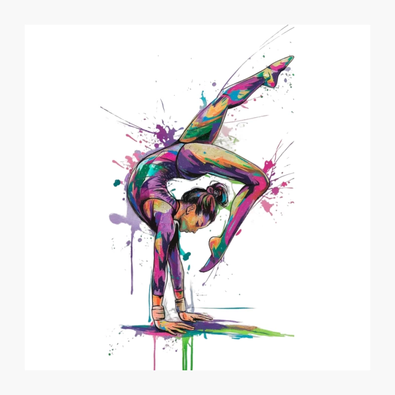 Vibrant Abstract Gymnast Painted with Splashes of Color Pin