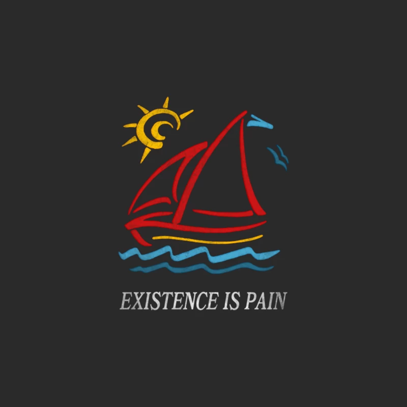 1980s Vintage Style  Existence is Pain Aesthetic Sailboat Faded Design Baseball Cap