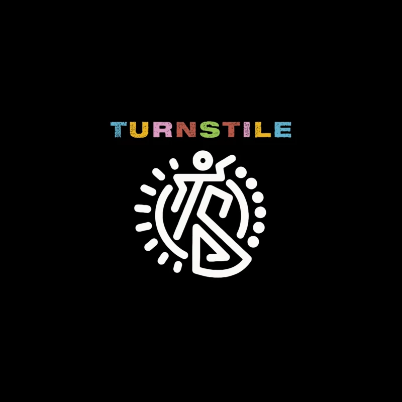 Colorful Turnstile Logo Design with Geometric Pattern Travel Mug