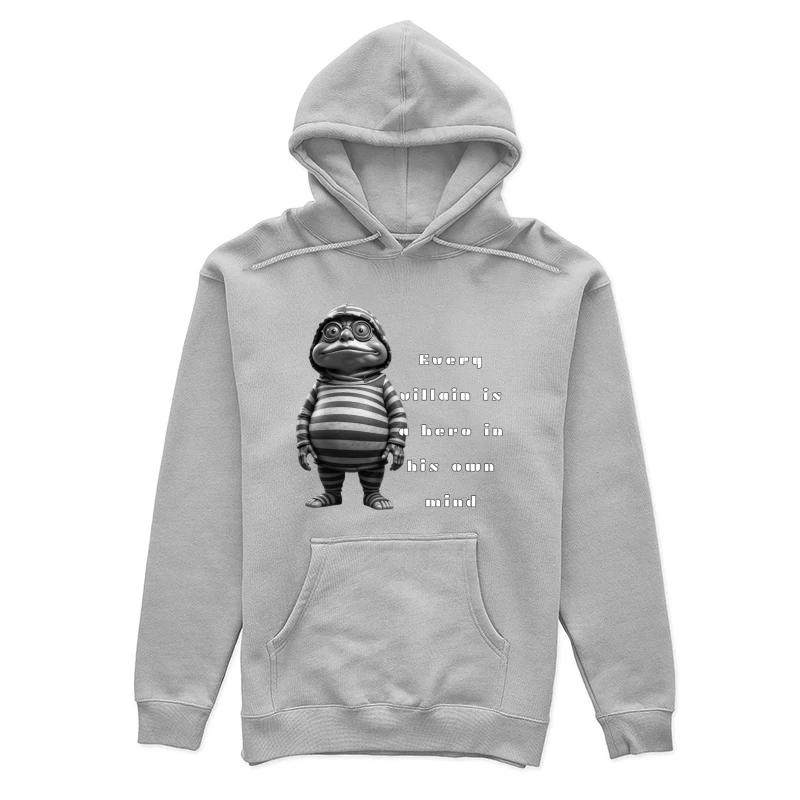 Quirky Cartoon Dinosaur in Striped Outfit and Glasses Female Pullover Hoodie