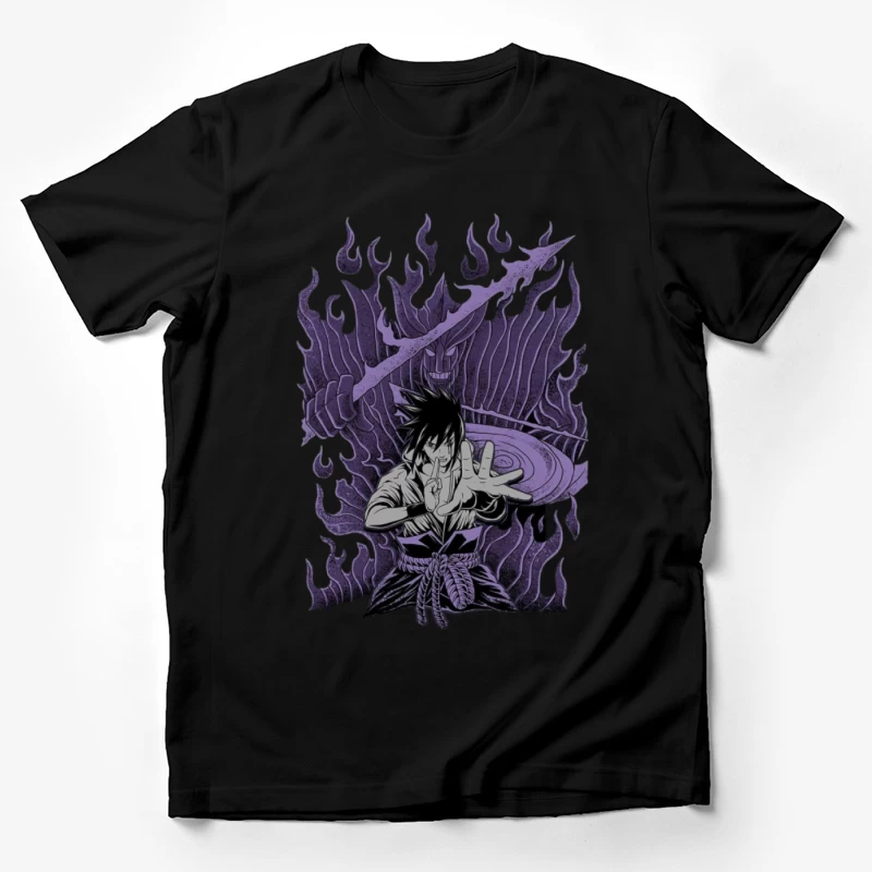 Ninja mit Susanoo und lila Flammen Herren T-Shirt