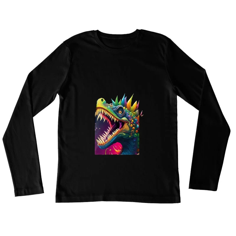 Bunter Dinosaurier mit Regenbogenschuppen Damen Langarm T-Shirt