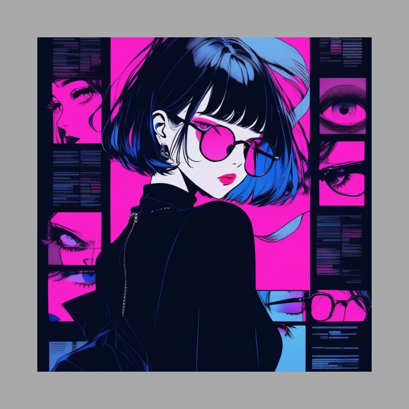 Cyberpunk Anime Girl in Neon-Lit Retro Futuristic Style Male Pullover Hoodie