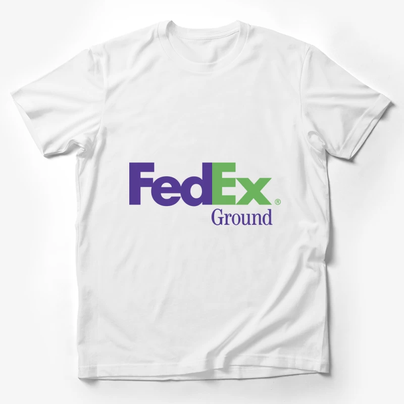 FedEx Ground Corporate Logo - Purple and Green Shipping Company Design Male T-Shirt