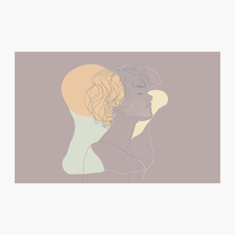 Minimalist Line Art Profile with Pastel Abstract Elements Travel Mug