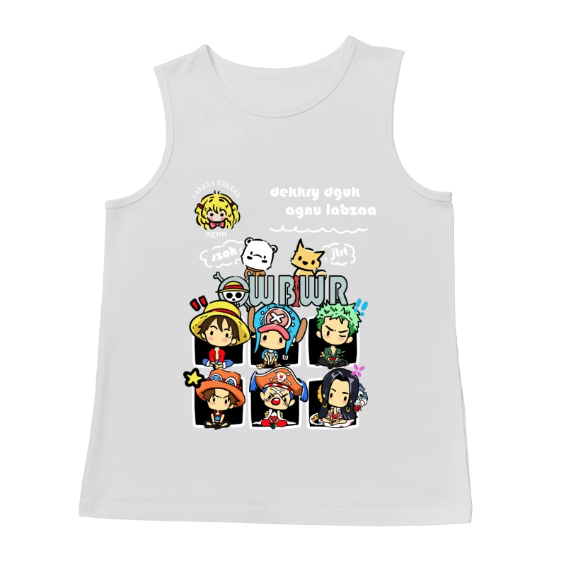 Niedliche Piraten-Illustration mit Charakteren Herren Tanktops