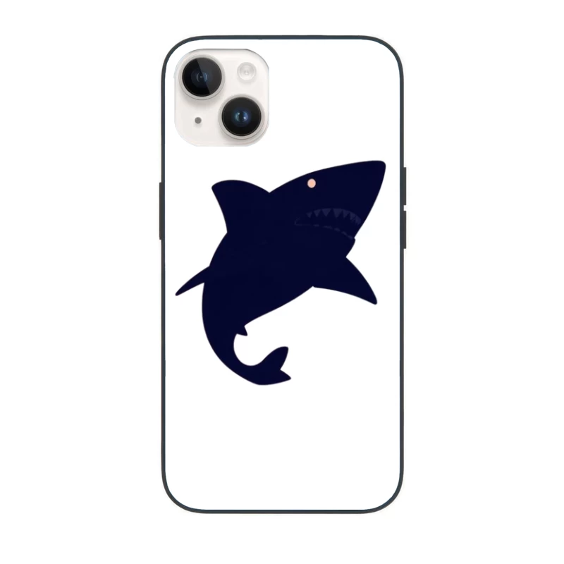 Navy Blue Cartoon Shark Silhouette iPhone Case