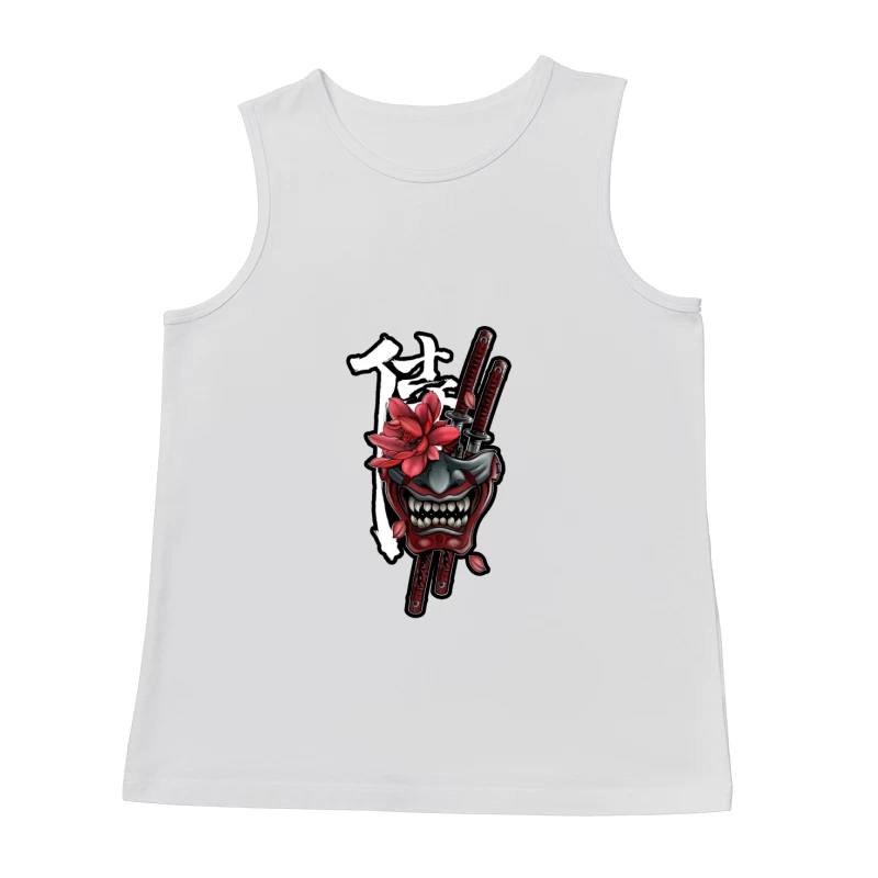 Samurai Mask Art with Katana and Flower Male Tank Top