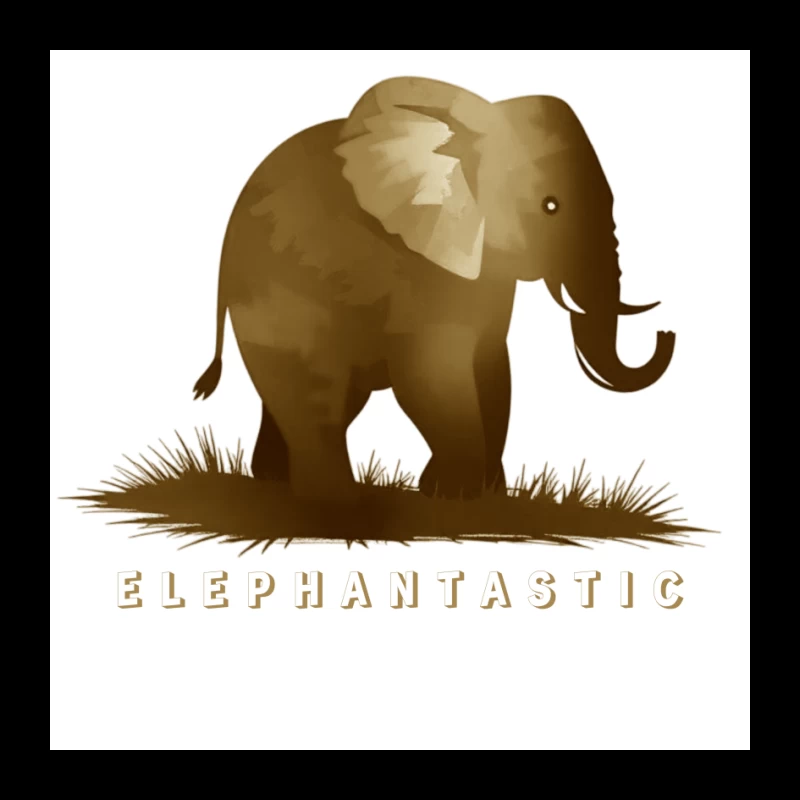 Elephantastic - Vintage Elephant Silhouette Illustration with Typography Pin