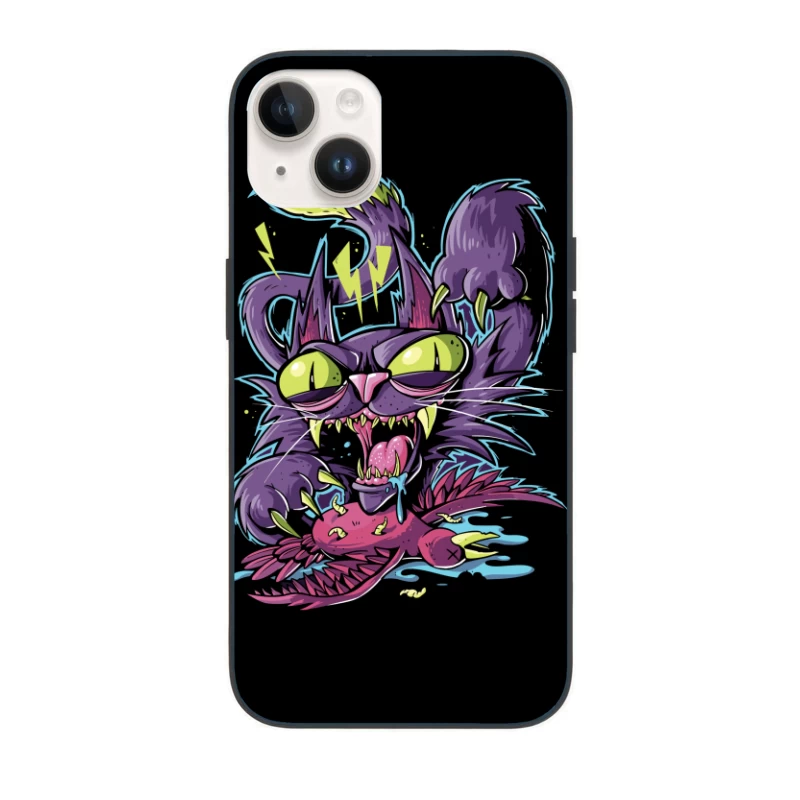 Angry Cartoon Cat Illustration iPhone Case