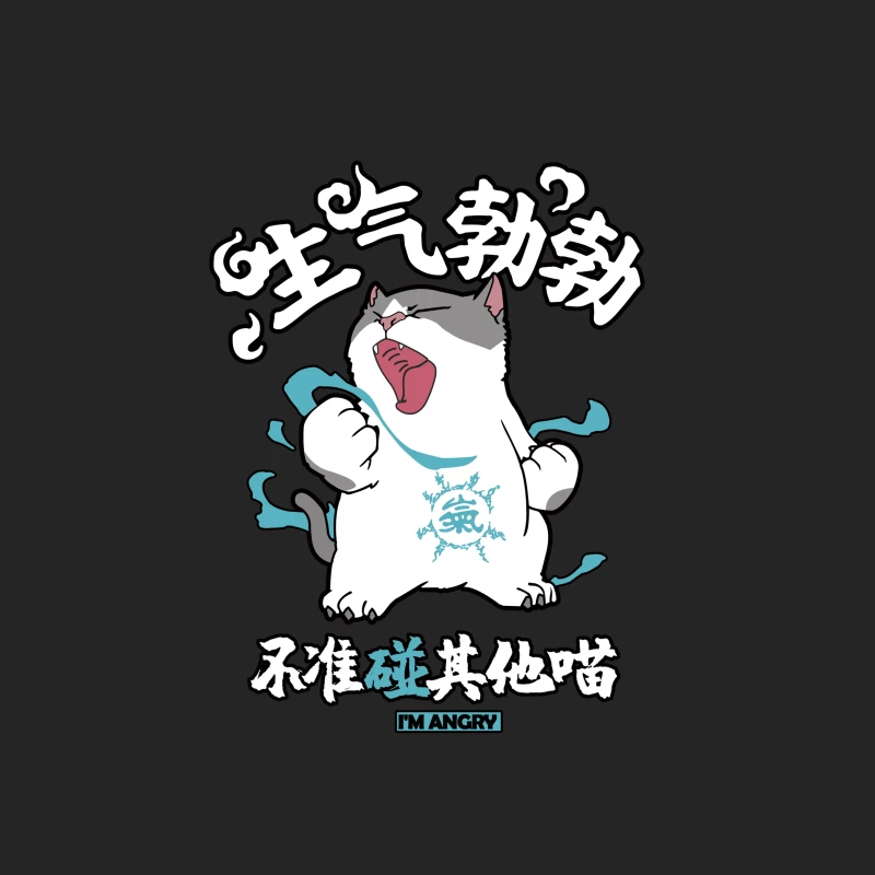 Wütende Katze Illustration mit Schriftzügen Herren Pullover Sweatshirt