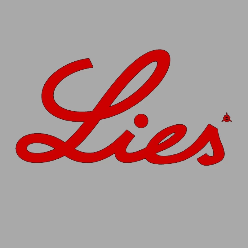 Red Cursive "Lies" Typography Logo Male Pullover Hoodie